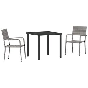 vidaXL Ensemble de salle à manger pour jardin 3 Pièces Gris Poly rotin