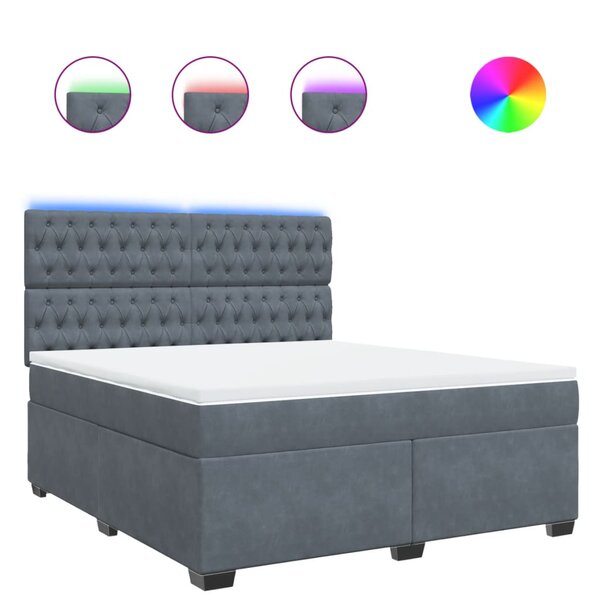 vidaXL Sommier à lattes de lit et matelas Gris foncé 180x200cm Velours