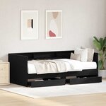 vidaXL Cadre de lit de jour avec tiroirs Chêne noir 100 x 200 cm