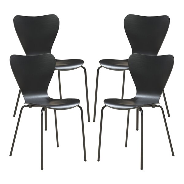 Lot de 4 chaises de salle à manger moderne design robuste noir 03_0009813