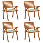 vidaXL Chaises de jardin avec coussins lot de 4 Bois de teck solide