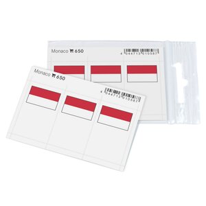 Feuillet de drapeaux Monaco en couleurs pour reliures.