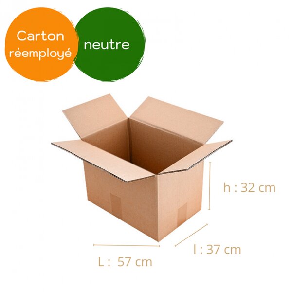 Lot de 50 cartons de déménagement 57 x 37 x 32 double cannelure fond semi auto  (x50)