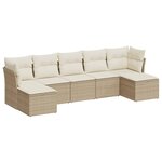 vidaXL Salon de jardin avec coussins 7 Pièces beige résine tressée