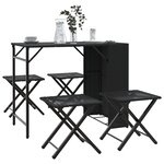 vidaXL Ensemble à manger de jardin 5 Pièces pliable noir résine tressée
