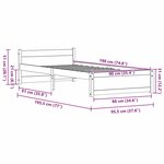 vidaXL Cadre de lit Marron cire 90 x 190 cm Bois massif en pin
