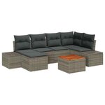 vidaXL Ensemble de canapé de jardin avec coussin 7 Pièces Gris Poly rotin