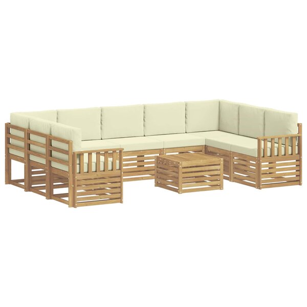 vidaXL Ensemble de canapés d'extérieur 8 Pièces Blanc et Crème