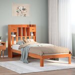 vidaXL Lit bibliothèque sans matelas cire marron 100x200 cm pin massif