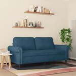 vidaXL Canapé à 2 places Bleu 140 cm Velours