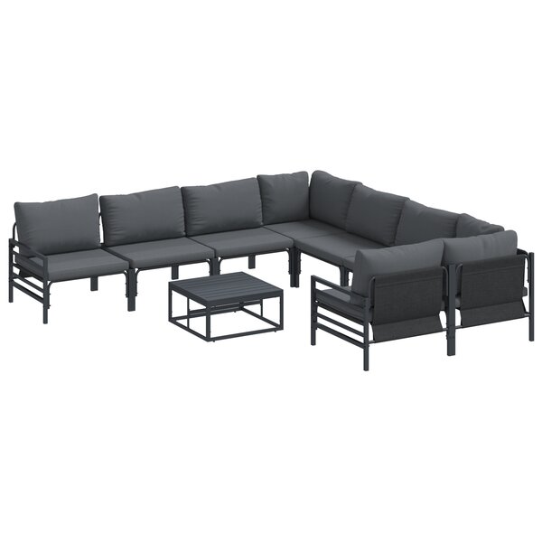 vidaXL Ensemble de canapé de jardin 9 Pièces Anthracite Acier