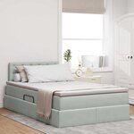 vidaXL Lit de Rangement avec matelas Gris clair 120 x 190 cm Velours