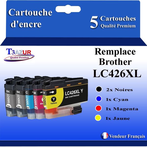 T3AZUR- 5x Cartouches compatibles avec Brother LC426 XL pour Brother Mini 19 Biz-Step