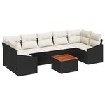 vidaXL Canapés de Jardin 8 Pièces Noir  blanc 55 x 55 x 37 cm