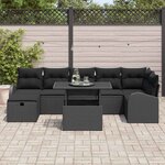 vidaXL Ensemble de canapé de jardin avec coussin 8 Pièces Noir Poly rotin