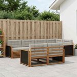 vidaXL Ensemble de canapés d'extérieur 7 Pièces Naturel et gris clair
