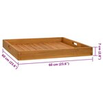 vidaXL Plateau de service 60x60 cm Bois de teck massif