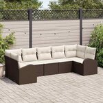 vidaXL Ensemble de canapé de jardin 7 Pièces Marron et blanc Poly rotin