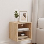 vidaXL Meuble TV mural avec lumières LED chêne sonoma 30x28 5x30 cm