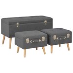 Tabourets de rangement 3 pièces tissu gris foncé 02_0021224