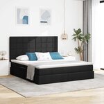 vidaXL Lit de rangement LED avec matelas Noir 160 x 200 cm Tissu