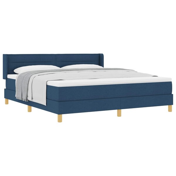 vidaXL Lit à Ressorts avec matelas Bleu 180 x 200 cm tissu