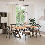 vidaXL Table à manger et bord naturel bois massif chêne