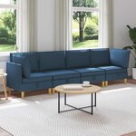 vidaXL Canapé modulaire avec rangement 4 Pièces Bleu Tissu