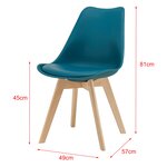 Lot de 4 chaises de salle à manger similicuir hêtre turquoise 03_0006767