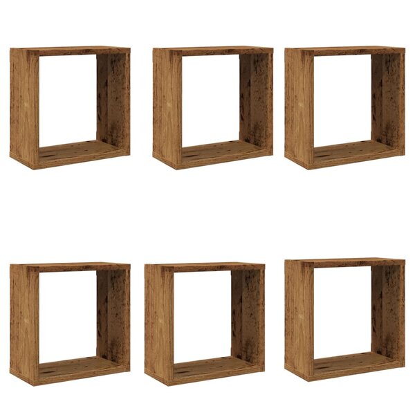 vidaXL Étagères cube murales 6 Pièces vieux bois 30x15x30 cm