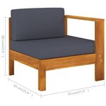 Vidaxl salon de jardin 5 pièces avec coussins gris foncé bois d'acacia