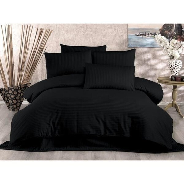Parure de lit - housse de couette 220 x 240 + 2 taies d'oreiller 60 x 60 80 coton- Noir