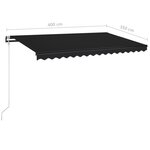 vidaXL Auvent automatique capteur de vent et LED 400x350 cm Anthracite