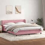 vidaXL Sommier à lattes de lit avec matelas rose 180x210 cm velours