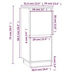 vidaXL Buffets 2 Pièces Noir 31 5x34x75 cm Bois massif de pin