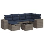 vidaXL Salon de jardin avec coussins 7 Pièces gris résine tressée