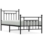 vidaXL Cadre de lit métal sans matelas avec pied de lit noir 80x200 cm