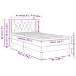 vidaXL Cadre de lit avec matelas Gris clair 90 x 200 cm Velours