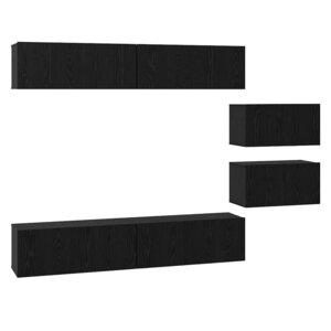 vidaXL Ensemble meuble TV 6 Pièces Chêne noir Bois d'ingénierie