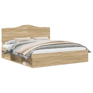 vidaXL Cadre de lit avec tête de lit Sonoma 200 x 200 cm Pin massif