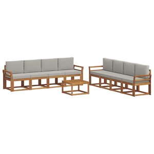 vidaXL Ensemble de canapés d'extérieur 9 pc Gris Naturel et Clair