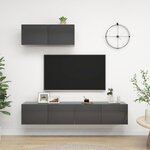 vidaXL Meubles TV 3 Pièces Gris brillant Aggloméré