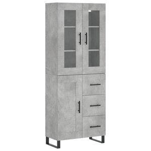 vidaXL Buffet haut Gris béton 69 5x34x180 cm Bois d'ingénierie