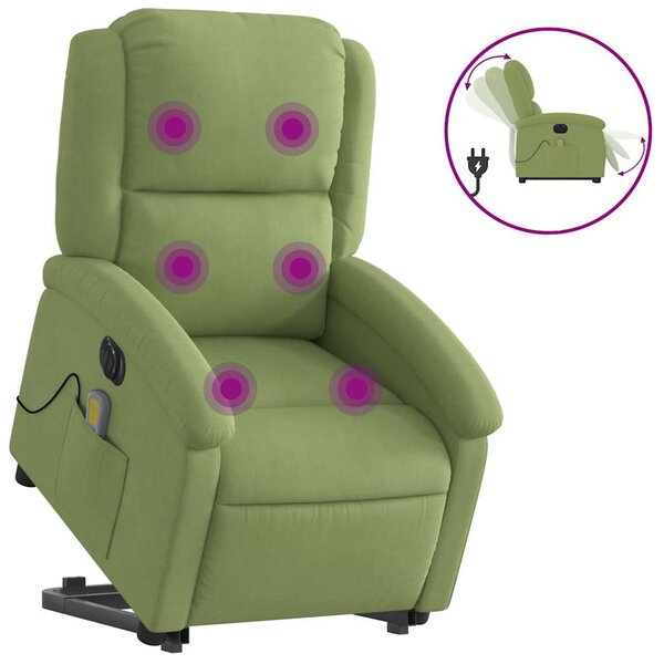 vidaXL Fauteuil inclinable de massage électrique vert clair velours