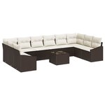 vidaXL Ensemble de salle à manger pour jardin 11 Pièces Marron  Crème