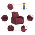 vidaXL Fauteuil inclinable de massage électrique Rouge bordeaux Tissu