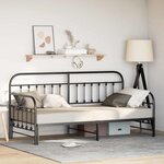 Cadre de lit daybed vidaXL avec lit gigogne Noir 90x190 cm en acier