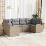 vidaXL Ensemble de canapé de jardin 6 Pièces Beige Poly rotin