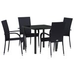 vidaXL Ensemble de jardin 5 pièces - Rattan noir