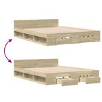 vidaXL Cadre de lit avec tiroirs sans matelas chêne sonoma 135x190 cm